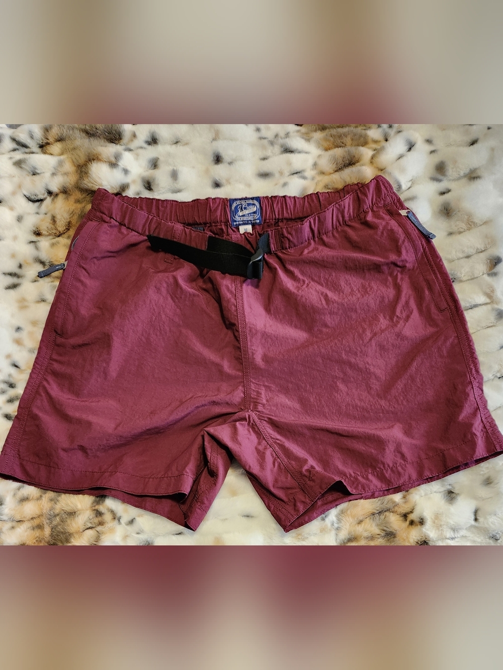 J.Crew Men's Burgundy Outdoor Shorts with Built-in Belt